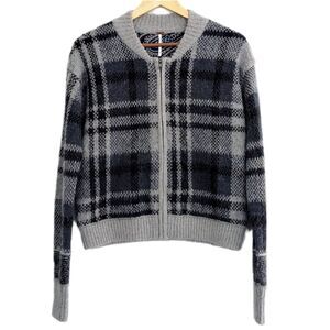 Free People Black Bomber Jacket with Ribbed Details